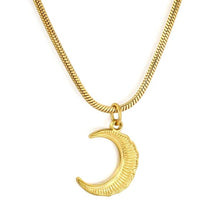Load image into Gallery viewer, Stainless Steel Gold Color PVD Moon Pendant Necklace