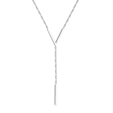 Tresoli Stainless Steel Color PVD Letter V Link Chain Cuboid Pendant Necklace