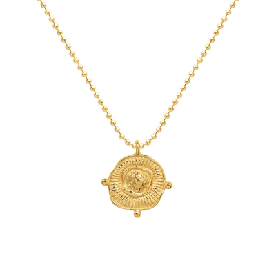 Tresoli Stainless Steel Gold Color PVD Irregular Round Pendant Necklace