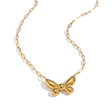 Load image into Gallery viewer, Tresoli Stainless Steel Gold Color PVD 3D Butterfly Necklace