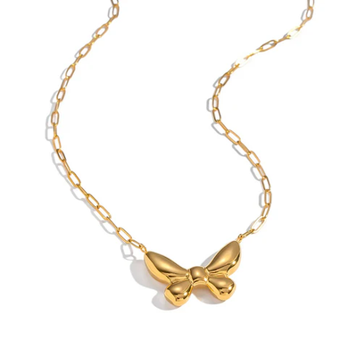 Tresoli Stainless Steel Gold Color PVD 3D Butterfly Necklace