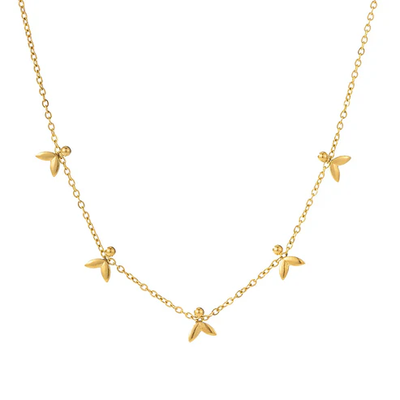 Tresoli Stainless Steel Gold Color PVD 5 Fishtail Necklace