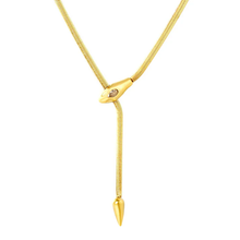 Load image into Gallery viewer, Tresoli Stainless Steel Gold Color PVD Flat Snake Head And Tail Chain Necklace