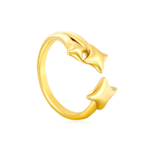 Load image into Gallery viewer, Tresoli Stainless Steel Gold Color PVD Three Lucky Stars Open Adjustable Ring