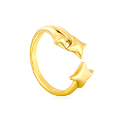 Tresoli Stainless Steel Gold Color PVD Three Lucky Stars Open Adjustable Ring