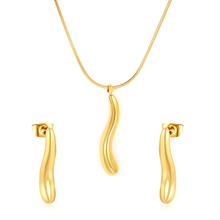 Load image into Gallery viewer, Tresoli Stainless Steel Gold Color PVD Long Teardrop Jewelry Set