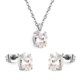 Tresoli Stainless Steel Color PVD Oval Cubic Zirconia Cross Chain Jewelry Set