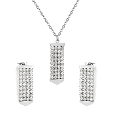 Load image into Gallery viewer, Tresoli Stainless Steel Color PVD Four Row Crystal Tassel Set