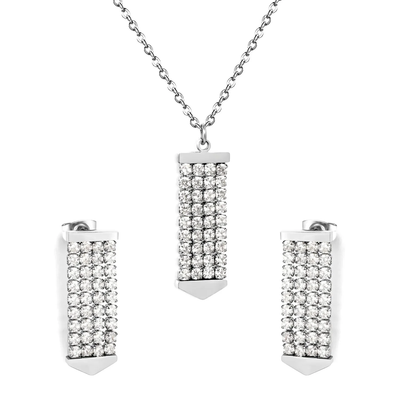 Tresoli Stainless Steel Color PVD Four Row Crystal Tassel Set