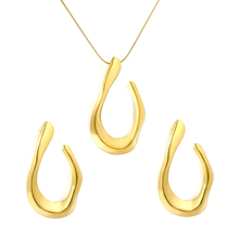 Load image into Gallery viewer, Tresoli Stainless Steel Gold Color PVD Irregular U Shaped Stud Earring Set