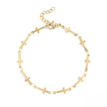 Load image into Gallery viewer, Stelluxe Stainless Steel Gold Color PVD Cross Chain Bracelet