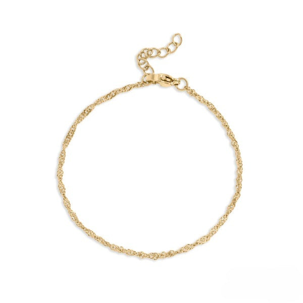 Stelluxe Stainless Steel Gold Color PVD Singapore Chain Bracelet