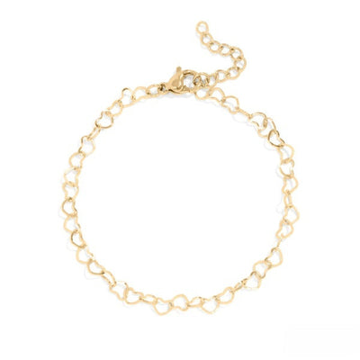 Tresoli Stainless Steel Gold Color PVD Heart Chain Bracelet