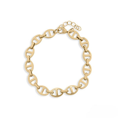 Tresoli Stainless Steel Gold Color PVD Thick Oval Chain Bracelet