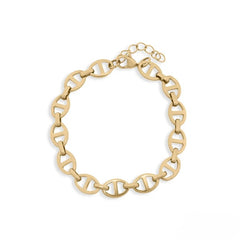 Tresoli Stainless Steel Gold Color PVD Thick Oval Chain Bracelet