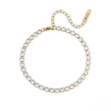 Tresoli Stainless Steel Gold Color PVD CZ Round Stone Tennis Chain Bracelet