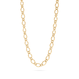 Tresoli Stainless Steel Gold Color PVD Hammered Oval Chain Necklace