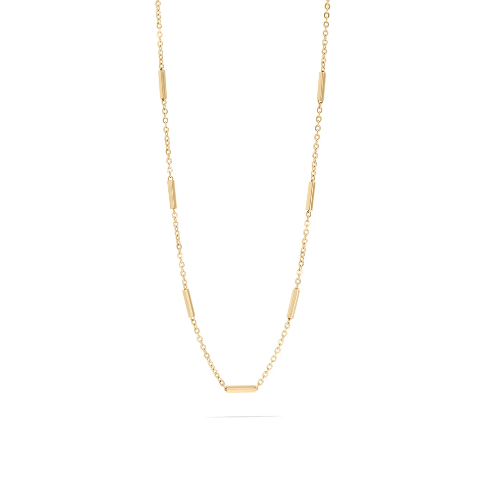 Tresoli Stainless Steel Gold Color PVD Satellite Bar Chain Necklace