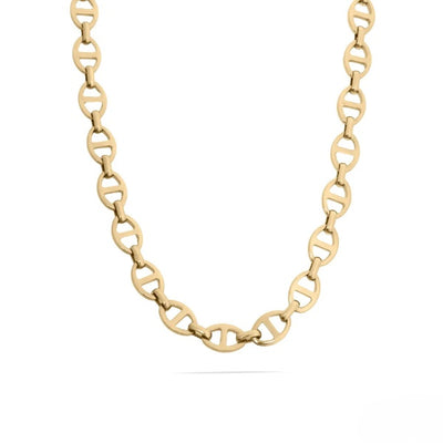 Tresoli Stainless Steel Gold Color PVD Thick Oval Chain Necklace