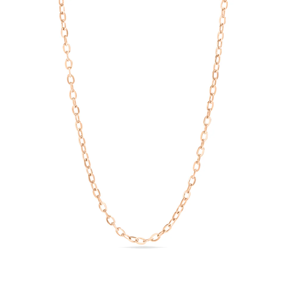 Tresoli Stainless Steel Gold Color PVD Coated Loop Or Cable Chain Necklace