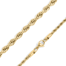 Load image into Gallery viewer, Tresoli Stainless Steel Gold Color PVD Rope Chain Necklace