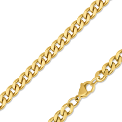 Tresoli Stainless Steel Gold Color PVD Diamond Cut Curb Chain Necklace