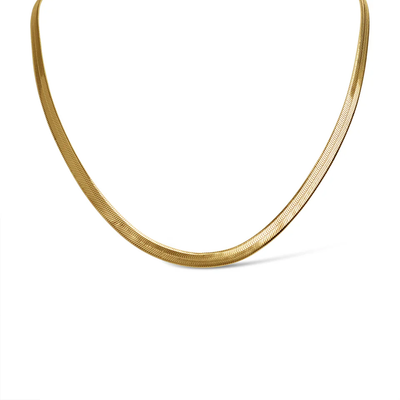 Tresoli Stainless Steel Gold Color PVD Herringbone Chain Necklace