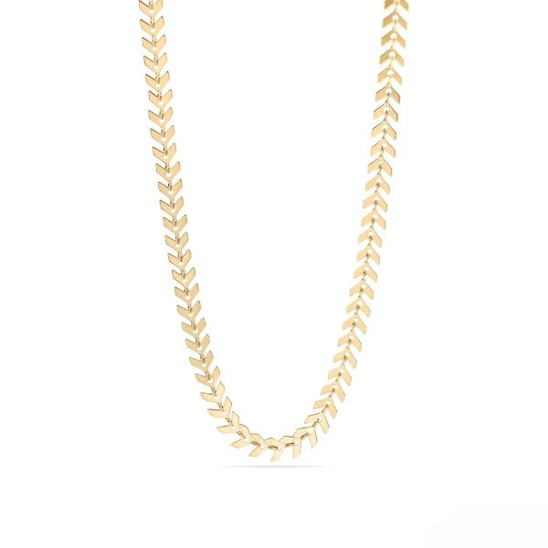 Tresoli Stainless Steel Gold Color PVD Chevron Chain Necklace