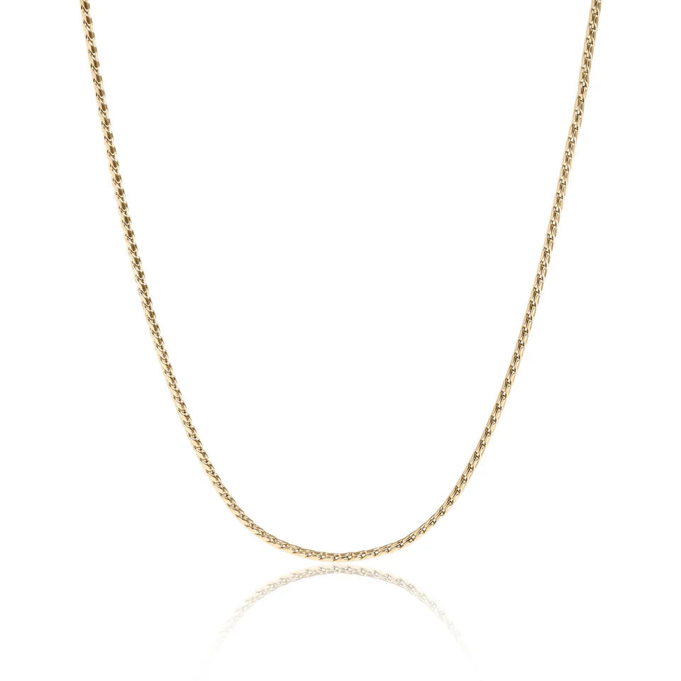 Tresoli Stainless Steel Gold Color PVD Twisted Round Link Chain Necklace