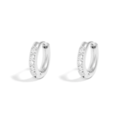 Tresoli Stainless Steel Color PVD CZ Stone Huggie Earrings