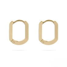 Load image into Gallery viewer, Stelluxe Stainless Steel Gold Color PVD Oval Huggie Earrings