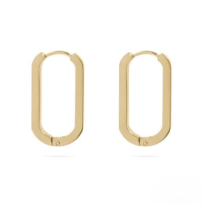 Stelluxe Stainless Steel Gold Color PVD Long Oval Huggie Earrings