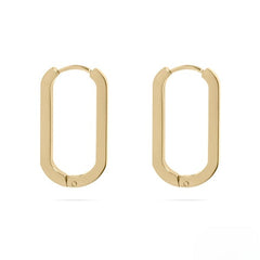Stelluxe Stainless Steel Gold Color PVD Long Oval Huggie Earrings
