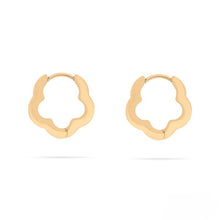 Load image into Gallery viewer, Stelluxe Stainless Steel Gold Color PVD Flower Huggie Earrings