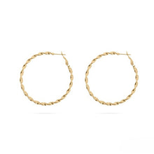 Load image into Gallery viewer, Stelluxe Stainless Steel Gold Color PVD Twist Hoop Earrings