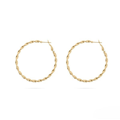 Stelluxe Stainless Steel Gold Color PVD Twist Hoop Earrings