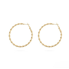 Stelluxe Stainless Steel Gold Color PVD Twist Hoop Earrings