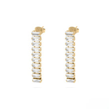 Load image into Gallery viewer, Tresoli Stainless Steel Gold Color PVD Emerald Dangle Earrings