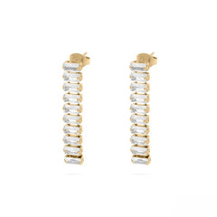 Tresoli Stainless Steel Gold Color PVD Emerald Dangle Earrings