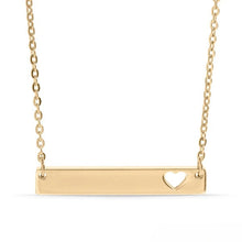 Load image into Gallery viewer, Tresoli Stainless Steel Gold Color PVD Blank Cutout Heart Bar Necklace
