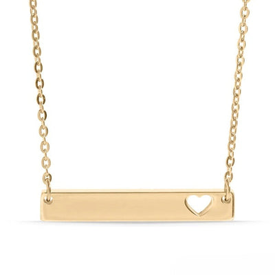 Tresoli Stainless Steel Gold Color PVD Blank Cutout Heart Bar Necklace