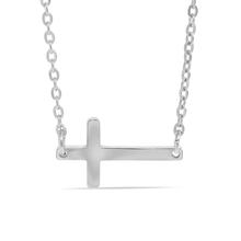 Load image into Gallery viewer, Stelluxe Stainless Steel Color PVD Horizontal Blank Cross Necklace