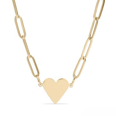 Stelluxe Stainless Steel Gold Color PVD Blank Heart Paperclip Necklace
