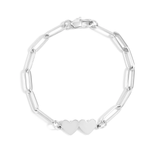 Tresoli Stainless Steel Color PVD Engravable 2 Heart Paperclip Bracelet