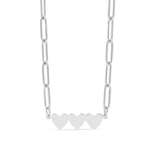 Load image into Gallery viewer, Tresoli Stainless Steel Color PVD Engravable 3 Heart Paperclip Necklace