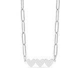 Tresoli Stainless Steel Color PVD Engravable 3 Heart Paperclip Necklace