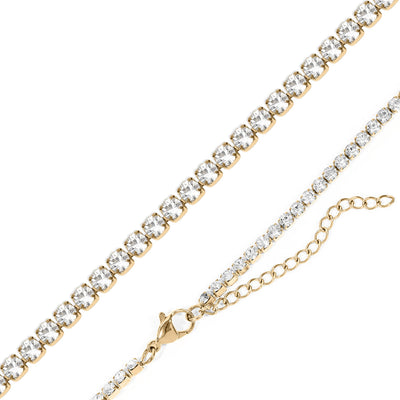 Stelluxe Stainless Steel Gold Color PVD CZ Tennis Chain Necklace