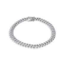 Load image into Gallery viewer, Sterling Silver Rhodium Plated 6.6mm CZ Encrusted Bracelet, approximately 13.6 grams