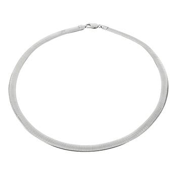Italian Sterling Silver 4mm Reversible Omega Hammered Necklace