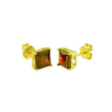 Load image into Gallery viewer, Sterling Silver Gold Plated Square CZ Casting Stud Earrings